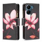 For Xiaomi Redmi 13C Colored Drawing Pattern Zipper Leather Phone Case(Lotus) - 1