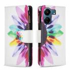 For Xiaomi Redmi 13C Colored Drawing Pattern Zipper Leather Phone Case(Sun Flower) - 1