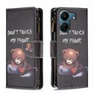 For Xiaomi Redmi 13C Colored Drawing Pattern Zipper Leather Phone Case(Bear) - 1