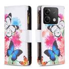 For Xiaomi Redmi Note 13 4G Global Colored Drawing Pattern Zipper Leather Phone Case(Two Butterflies) - 1