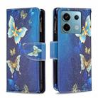 For Xiaomi Redmi Note 13 Pro 4G Global Colored Drawing Pattern Zipper Leather Phone Case(Big Butterfly) - 1
