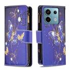 For Xiaomi Poco M6 Pro 4G Colored Drawing Pattern Zipper Leather Phone Case(Purple Butterfly) - 1