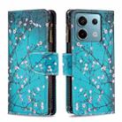 For Xiaomi Poco M6 Pro 4G Colored Drawing Pattern Zipper Leather Phone Case(Plum Blossom) - 1