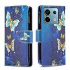 For Xiaomi Poco M6 Pro 4G Colored Drawing Pattern Zipper Leather Phone Case(Big Butterfly) - 1