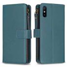 For Xiaomi Redmi 9A 9 Card Slots Zipper Wallet Leather Flip Phone Case(Green) - 1