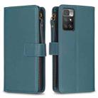 For Xiaomi Redmi 10 9 Card Slots Zipper Wallet Leather Flip Phone Case(Green) - 1