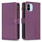 For Xiaomi Redmi A1 / A2 9 Card Slots Zipper Wallet Leather Flip Phone Case(Dark Purple) - 1