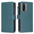 For Xiaomi Redmi K60 / K60 Pro 9 Card Slots Zipper Wallet Leather Flip Phone Case(Green) - 1