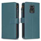 For Xiaomi Redmi Note 9 Pro Max 9 Card Slots Zipper Wallet Leather Flip Phone Case(Green) - 1