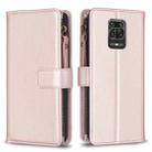 For Xiaomi Redmi Note 9 Pro Max 9 Card Slots Zipper Wallet Leather Flip Phone Case(Rose Gold) - 1