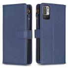 For Xiaomi Redmi Note 10 5G 9 Card Slots Zipper Wallet Leather Flip Phone Case(Blue) - 1
