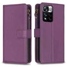 For Xiaomi Redmi Note 11 Pro 9 Card Slots Zipper Wallet Leather Flip Phone Case(Dark Purple) - 1