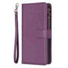 For Xiaomi Redmi Note 12 Pro 9 Card Slots Zipper Wallet Leather Flip Phone Case(Dark Purple) - 2