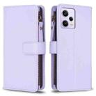 For Xiaomi Redmi Note 12 Pro 9 Card Slots Zipper Wallet Leather Flip Phone Case(Light Purple) - 1