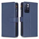 For Xiaomi Redmi Note 12S 4G 9 Card Slots Zipper Wallet Leather Flip Phone Case(Blue) - 1