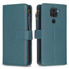 For Xiaomi Redmi Note 9 9 Card Slots Zipper Wallet Leather Flip Phone Case(Green) - 1