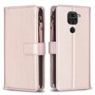 For Xiaomi Redmi Note 9 9 Card Slots Zipper Wallet Leather Flip Phone Case(Rose Gold) - 1