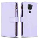 For Xiaomi Redmi Note 9 9 Card Slots Zipper Wallet Leather Flip Phone Case(Light Purple) - 1