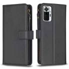 For Xiaomi Redmi Note 10 Pro 9 Card Slots Zipper Wallet Leather Flip Phone Case(Black) - 1