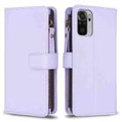 For Xiaomi Redmi Note 10 9 Card Slots Zipper Wallet Leather Flip Phone Case(Light Purple) - 1