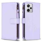 For Xiaomi Redmi Note 12 Pro+ 5G Global 9 Card Slots Zipper Wallet Leather Flip Phone Case(Light Purple) - 1