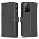 For Xiaomi Mi 11T / 11T Pro 9 Card Slots Zipper Wallet Leather Flip Phone Case(Black) - 1