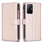 For Xiaomi Mi 11T / 11T Pro 9 Card Slots Zipper Wallet Leather Flip Phone Case(Rose Gold) - 1