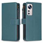 For Xiaomi 12 Lite 9 Card Slots Zipper Wallet Leather Flip Phone Case(Green) - 1