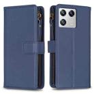 For Xiaomi 13 9 Card Slots Zipper Wallet Leather Flip Phone Case(Blue) - 1