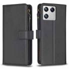 For Xiaomi 13 9 Card Slots Zipper Wallet Leather Flip Phone Case(Black) - 1