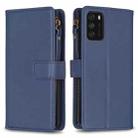 For Xiaomi Poco M3 9 Card Slots Zipper Wallet Leather Flip Phone Case(Blue) - 1