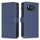 For Xiaomi Poco X3 9 Card Slots Zipper Wallet Leather Flip Phone Case(Blue) - 1