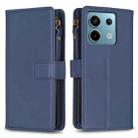 For Xiaomi Redmi Note 13 Pro 5G 9 Card Slots Zipper Wallet Leather Flip Phone Case(Blue) - 1