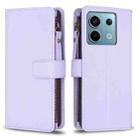 For Xiaomi Redmi Note 13 Pro 9 Card Slots Zipper Wallet Leather Flip Phone Case(Light Purple) - 1