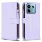 For Xiaomi Redmi Note 13 Pro 4G Global 9 Card Slots Zipper Wallet Leather Flip Phone Case(Light Purple) - 1