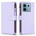 For Xiaomi Poco M6 Pro 4G 9 Card Slots Zipper Wallet Leather Flip Phone Case(Light Purple) - 1