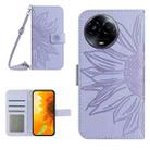 For Realme 11 5G Global Skin Feel Sun Flower Embossed Flip Leather Phone Case with Lanyard(Purple) - 1