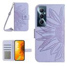 For Realme C65 4G Skin Feel Sun Flower Embossed Flip Leather Phone Case with Lanyard(Purple) - 1