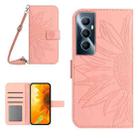 For Realme C65 4G Skin Feel Sun Flower Embossed Flip Leather Phone Case with Lanyard(Pink) - 1