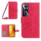 For Realme C65 4G Skin Feel Sun Flower Embossed Flip Leather Phone Case with Lanyard(Rose Red) - 1