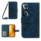 For Realme C65 4G Skin Feel Sun Flower Embossed Flip Leather Phone Case with Lanyard(Inky Blue) - 1