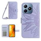 For Realme C63 4G Global/ C61 Skin Feel Sun Flower Embossed Flip Leather Phone Case with Lanyard(Purple) - 1