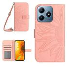 For Realme C63 4G Global/ C61 Skin Feel Sun Flower Embossed Flip Leather Phone Case with Lanyard(Pink) - 1