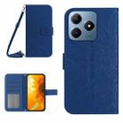 For Realme C63 4G Global/ C61 Skin Feel Sun Flower Embossed Flip Leather Phone Case with Lanyard(Dark Blue) - 1