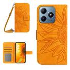 For Realme C63 4G Global/ C61 Skin Feel Sun Flower Embossed Flip Leather Phone Case with Lanyard(Yellow) - 1