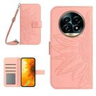 For Realme 13 Pro 5G / 13 Pro+ 5G Skin Feel Sun Flower Embossed Flip Leather Phone Case with Lanyard(Pink) - 1