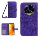 For Realme 13 Pro 5G / 13 Pro+ 5G Skin Feel Sun Flower Embossed Flip Leather Phone Case with Lanyard(Dark Purple) - 1