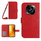 For Realme C63 5G Skin Feel Sun Flower Embossed Flip Leather Phone Case with Lanyard(Red) - 1