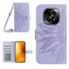 For Realme C63 5G Skin Feel Sun Flower Embossed Flip Leather Phone Case with Lanyard(Purple) - 1