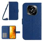 For Realme C63 5G Skin Feel Sun Flower Embossed Flip Leather Phone Case with Lanyard(Dark Blue) - 1